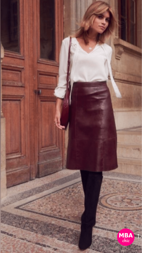 MBAchic Pinterest Wine Leather Skirt