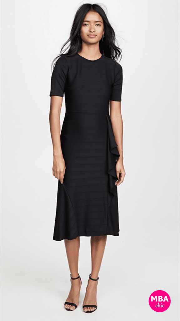 powerful silhouette with ruffle dress