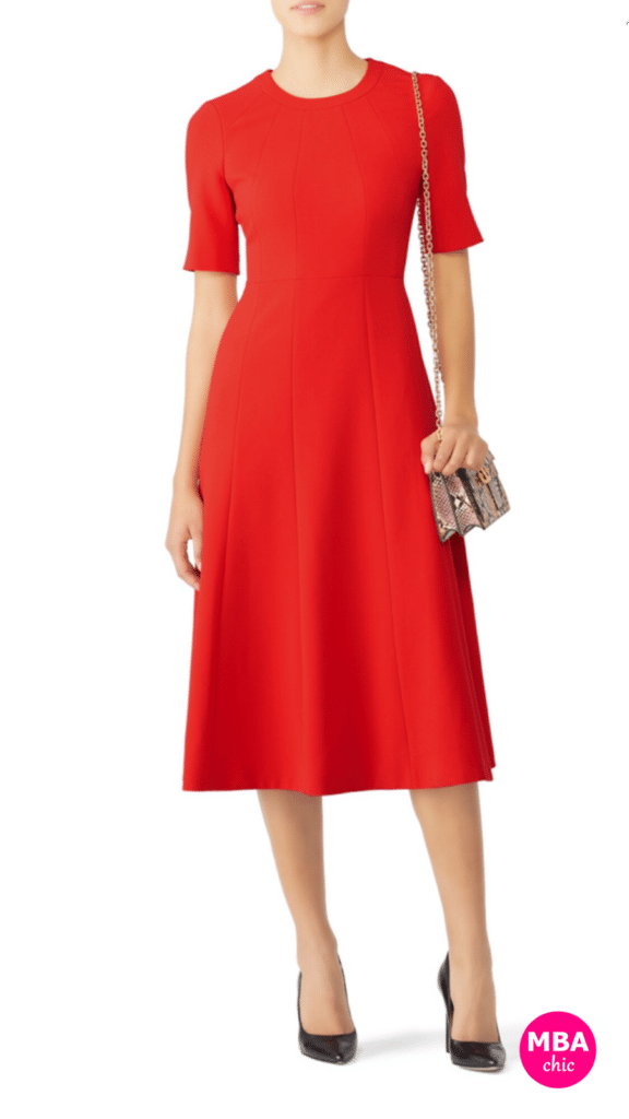 confident punchy red power dress