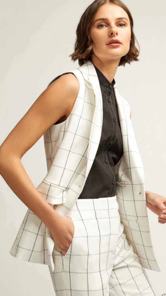 Argent classic grid plaid vest