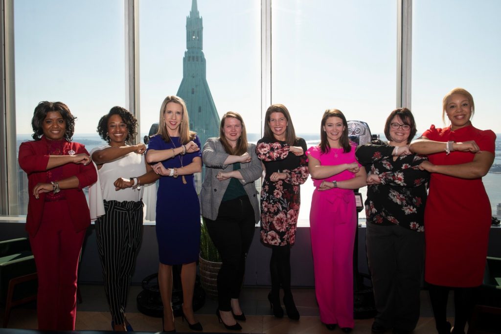 Each for Equal... on top of the world.   |   Inaugural Cohort of Brenau University's Executive Women's MBA overlooking NYC's Financial District from Manhatta