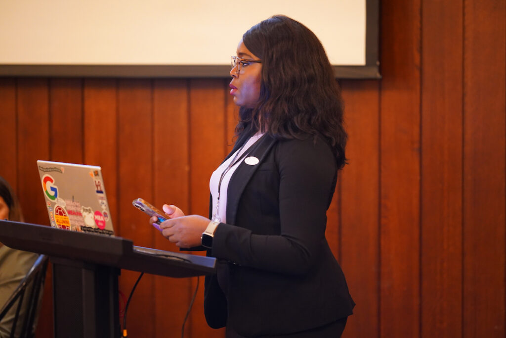 Wharton Women's Summit VP of Content, Zoddy Imoisili, kicking off the discussion; Wharton Women in Business